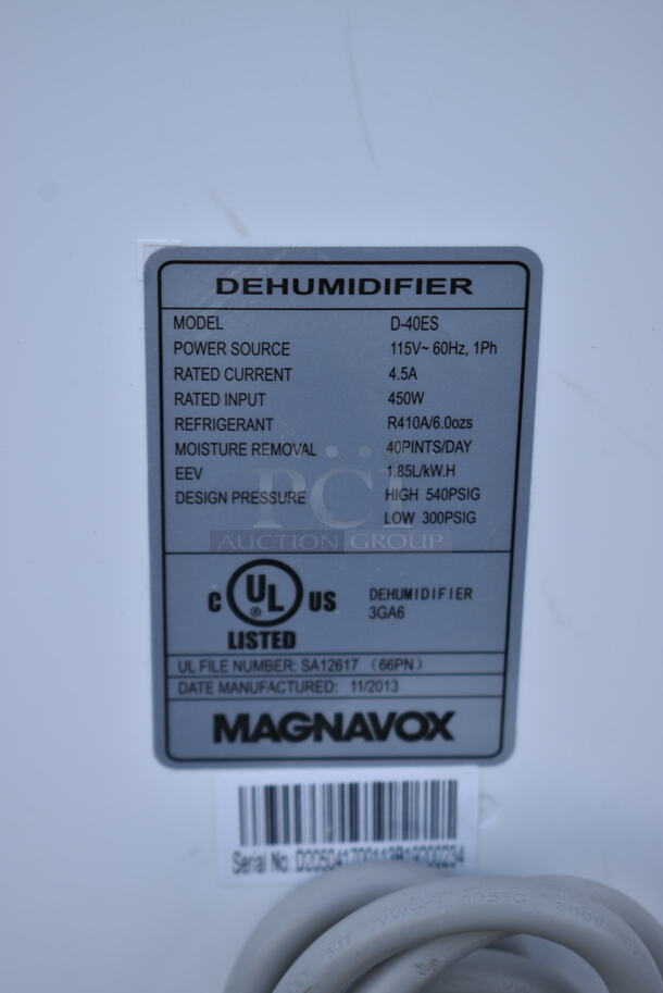 BRAND NEW SCRATCH AND DENT! Magnavox Smart+ D-40ES 40 Pint Energy Efficient Direct Drain Dehumidifier. 115 Volts, 1 Phase. Tested and Working! - Image 5 of 5