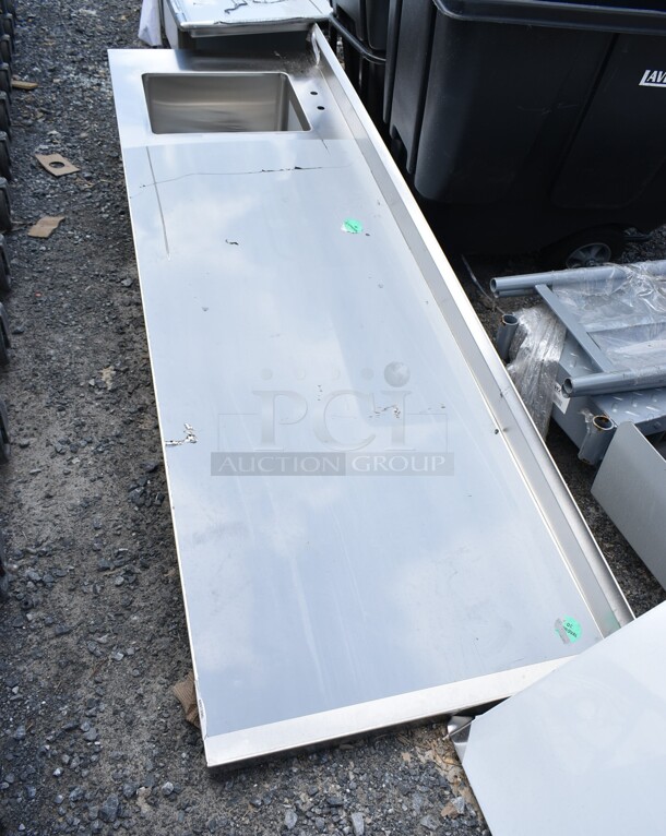 BRAND NEW SCRATCH AND DENT! Regency 600ST3096L 30" x 96" 16 Gauge Stainless Steel Work Table with Sink. No Legs or Under Shelf. - Image 2 of 6
