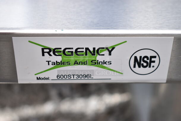 BRAND NEW SCRATCH AND DENT! Regency 600ST3096L 30" x 96" 16 Gauge Stainless Steel Work Table with Sink. No Legs or Under Shelf. - Image 6 of 6