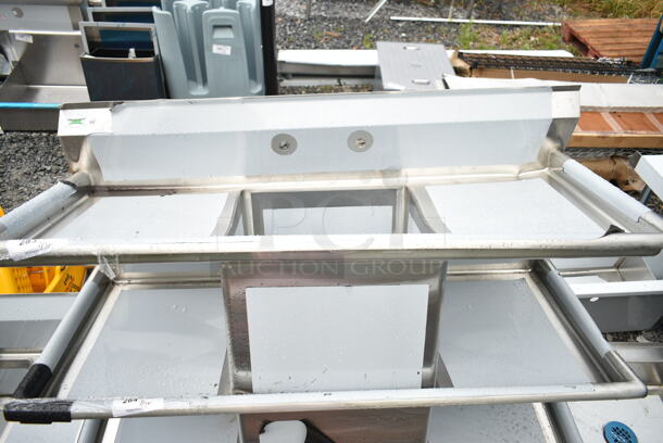 BRAND NEW SCRATCH AND DENT! Regency 600S11818218 54" 16-Gauge Stainless Steel One Compartment Commercial Sink with 2 Drainboards - 18" x 18" x 14" Bowl. No Legs.  - Image 2 of 6