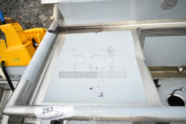 BRAND NEW SCRATCH AND DENT! Regency 600S11818218 54" 16-Gauge Stainless Steel One Compartment Commercial Sink with 2 Drainboards - 18" x 18" x 14" Bowl. No Legs.  - Image 5 of 6