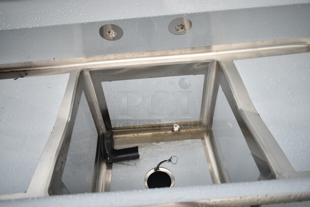 BRAND NEW SCRATCH AND DENT! Regency 600S11818218 54" 16-Gauge Stainless Steel One Compartment Commercial Sink with 2 Drainboards - 18" x 18" x 14" Bowl. No Legs.  - Image 3 of 5