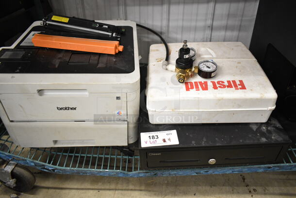 ALL ONE MONEY! Lot of Brother Printer, First Aid Kit and Black Metal Cash Register - Image 1 of 11