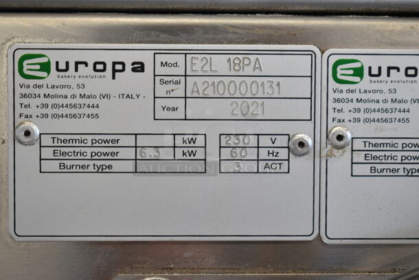 4 2021 Europa E2L 18PA Stainless Steel Commercial Electric Powered Bakery Pizza Ovens on Commercial Casters. 230 Volts, 3 Phase. 4 Times Your Bid! - Image 11 of 11