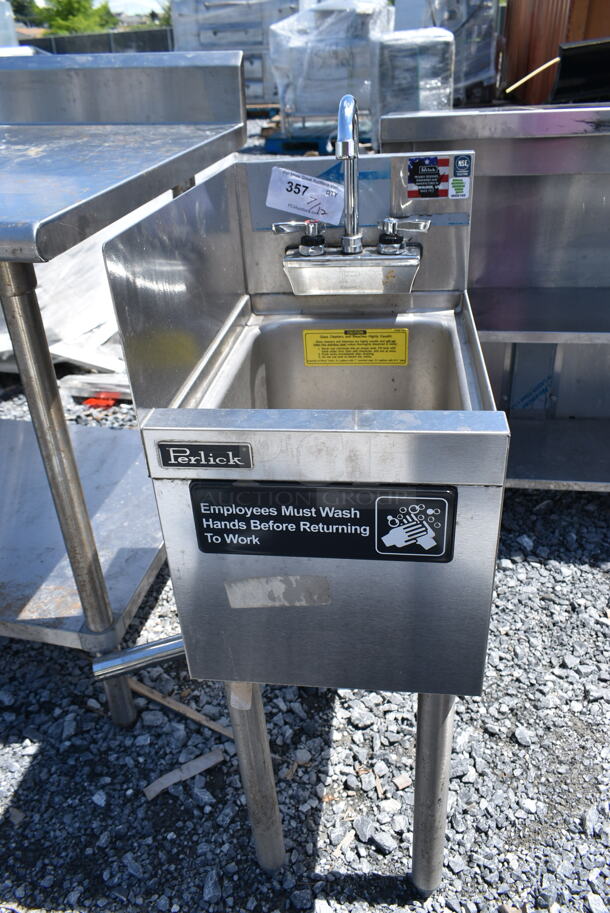 Perlick Stainless Steel Single Bay Sink w/ Faucet, Handles and Side Splash Guard.  - Image 1 of 5