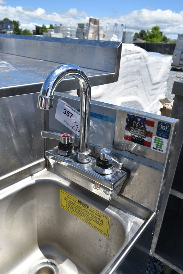Perlick Stainless Steel Single Bay Sink w/ Faucet, Handles and Side Splash Guard.  - Image 4 of 5