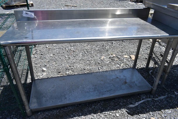 Stainless Steel Table w/ Back Splash and Under Shelf.  - Image 1 of 2