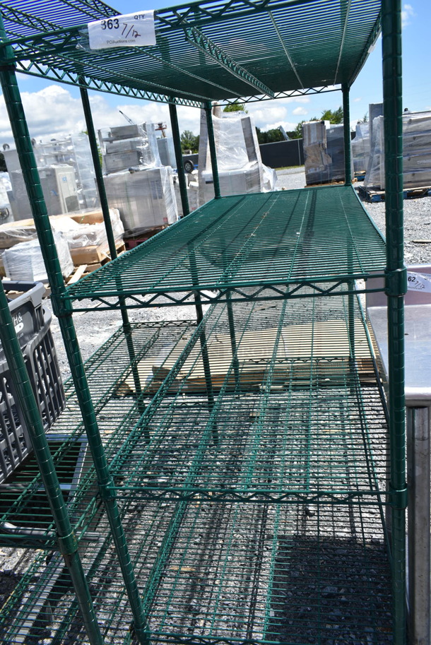 Green Finish 4 Tier Wire Shelving Unit. BUYER MUST DISMANTLE. PCI CANNOT DISMANTLE FOR SHIPPING. PLEASE CONSIDER FREIGHT CHARGES.  - Image 3 of 3