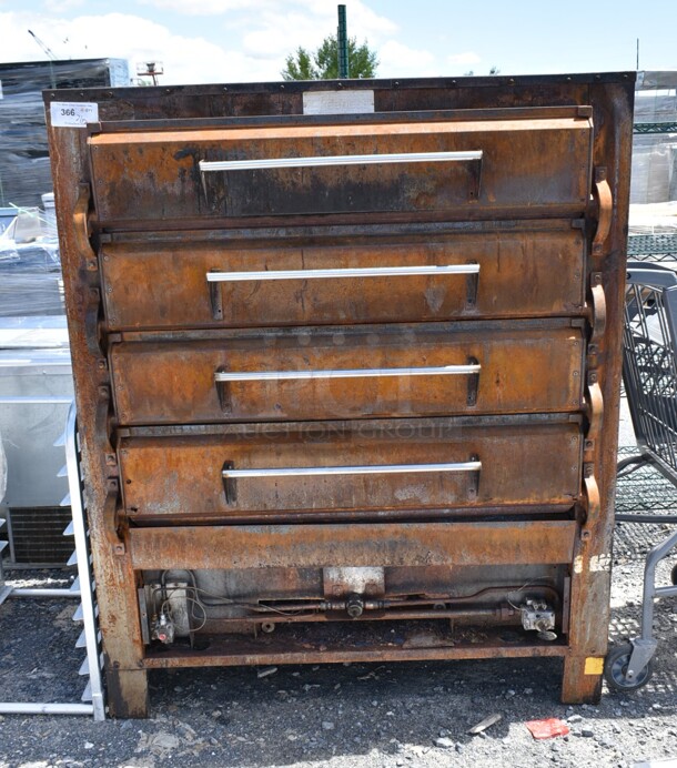 Metal Commercial Natural Gas Powered 4 Deck Pizza Oven w/ Cooking Stones. 90,000 BTU.  - Image 1 of 8