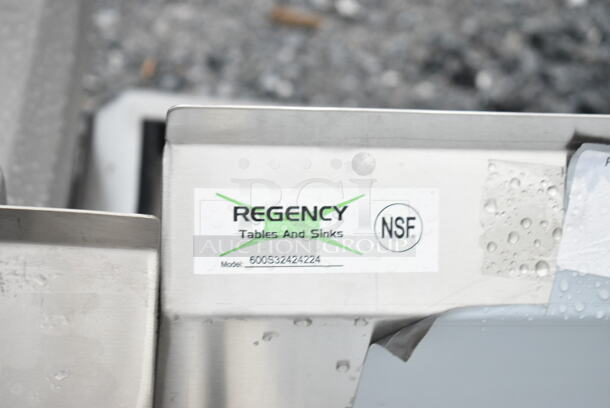 BRAND NEW SCRATCH AND DENT! Regency 600S32424224 124" 16-Gauge Stainless Steel Three Compartment Commercial Sink with 2 Drainboards - 24" x 24" x 14" Bowls - Image 9 of 9
