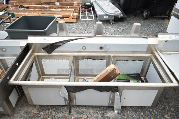 BRAND NEW SCRATCH AND DENT! Advance Tabco FC-3-1818 Three Compartment Stainless Steel Commercial Sink w/ Faucet. - Image 2 of 9