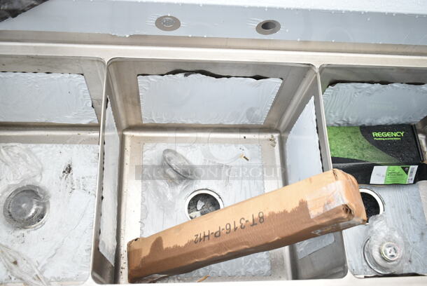 BRAND NEW SCRATCH AND DENT! Advance Tabco FC-3-1818 Three Compartment Stainless Steel Commercial Sink w/ Faucet. - Image 4 of 9