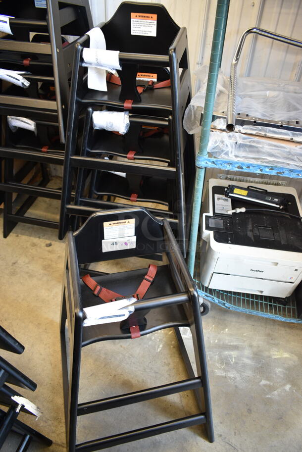 4 BRAND NEW SCRATCH AND DENT! Lancaster Table & Seating 164WHCASBK Standard Height Wooden High Chair with Black Finish. 4 Times Your Bid! - Image 2 of 8