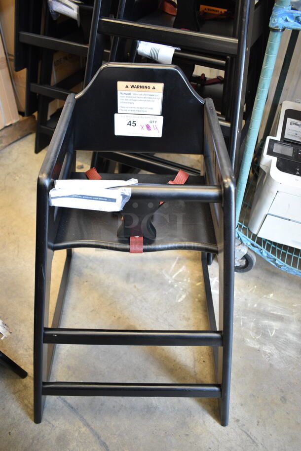 4 BRAND NEW SCRATCH AND DENT! Lancaster Table & Seating 164WHCASBK Standard Height Wooden High Chair with Black Finish. 4 Times Your Bid! - Image 3 of 8