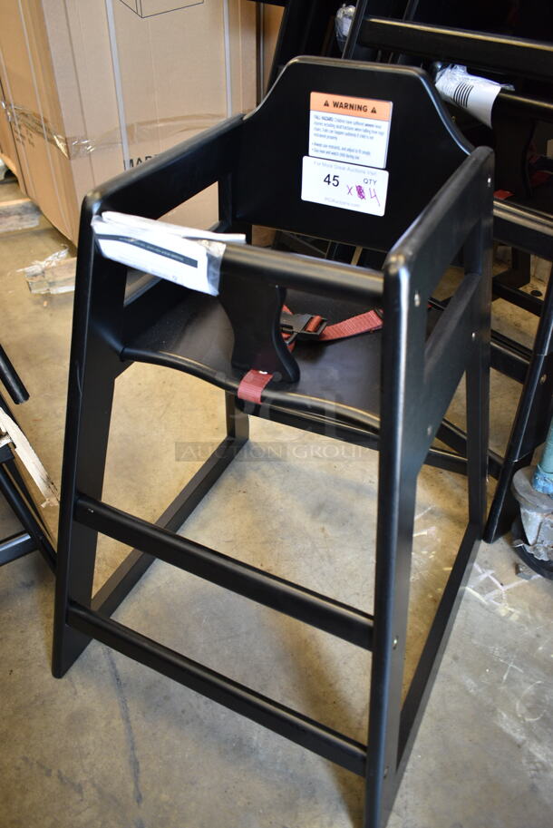 4 BRAND NEW SCRATCH AND DENT! Lancaster Table & Seating 164WHCASBK Standard Height Wooden High Chair with Black Finish. 4 Times Your Bid! - Image 4 of 8