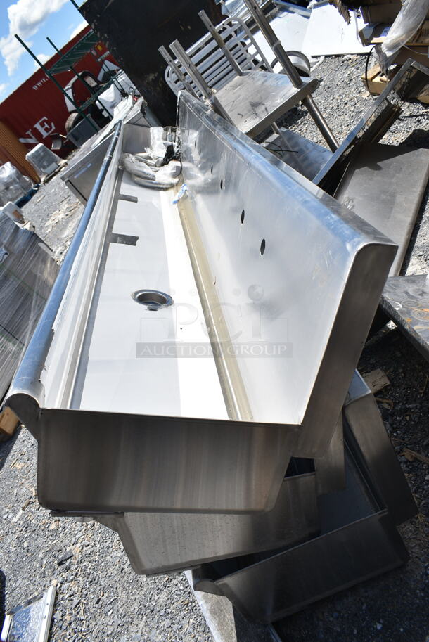 BRAND NEW SCRATCH AND DENT! Regency 600HSMS18120  120" x 17 1/2" Multi-Station Hand Sink for 5 Wall Mounted Faucets - Image 2 of 4