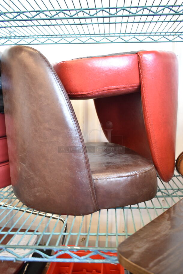 ALL ONE MONEY! Two Tier Lot of Various BRAND NEW SCRATCH AND DENT Items Including Brown Seat, Red Seat, 3 Round Red Stool Cushions, Gray Stool Cushion, Blue Stool Cushion, Black Stool Cushion, Wooden Back Rests, Pentair Water Filter, 475WHLDDSRD Red Slim Jim Trash Can Lid, Metal Hood Filter - Image 5 of 12