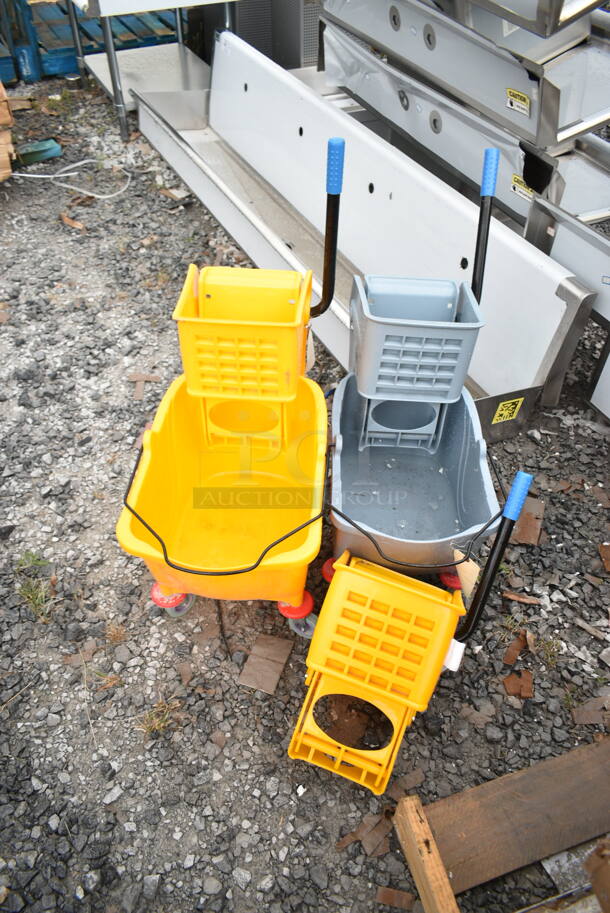 2 BRAND NEW SCRATCH AND DENT! Mop Buckets; 274MOPBCKTYE Lavex 35 Qt. Yellow Mop Bucket & Side Press Wringer Combo and 274MBCKT26GY Lavex 26 Qt. Grey Mop Bucket and Side Press Wringer Combo w/ Extra 274MOPWRINGR Lavex Yellow Replacement Mop Bucket Side Press Wringer for Lavex Mop Buckets. 2 Times Your Bid! - Image 2 of 12