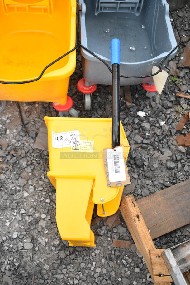2 BRAND NEW SCRATCH AND DENT! Mop Buckets; 274MOPBCKTYE Lavex 35 Qt. Yellow Mop Bucket & Side Press Wringer Combo and 274MBCKT26GY Lavex 26 Qt. Grey Mop Bucket and Side Press Wringer Combo w/ Extra 274MOPWRINGR Lavex Yellow Replacement Mop Bucket Side Press Wringer for Lavex Mop Buckets. 2 Times Your Bid! - Image 4 of 12