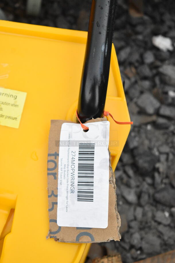 2 BRAND NEW SCRATCH AND DENT! Mop Buckets; 274MOPBCKTYE Lavex 35 Qt. Yellow Mop Bucket & Side Press Wringer Combo and 274MBCKT26GY Lavex 26 Qt. Grey Mop Bucket and Side Press Wringer Combo w/ Extra 274MOPWRINGR Lavex Yellow Replacement Mop Bucket Side Press Wringer for Lavex Mop Buckets. 2 Times Your Bid! - Image 5 of 12