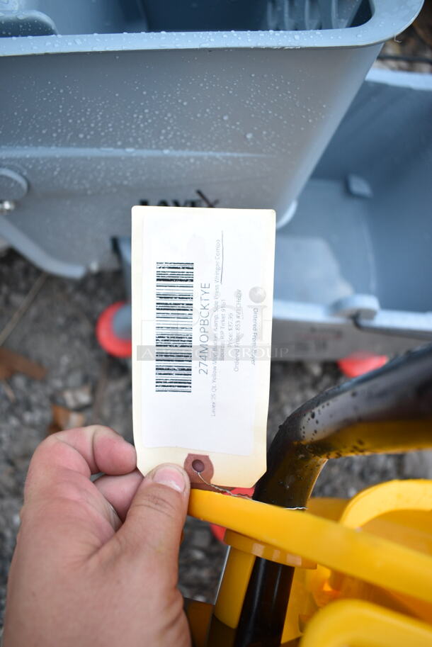 2 BRAND NEW SCRATCH AND DENT! Mop Buckets; 274MOPBCKTYE Lavex 35 Qt. Yellow Mop Bucket & Side Press Wringer Combo and 274MBCKT26GY Lavex 26 Qt. Grey Mop Bucket and Side Press Wringer Combo w/ Extra 274MOPWRINGR Lavex Yellow Replacement Mop Bucket Side Press Wringer for Lavex Mop Buckets. 2 Times Your Bid! - Image 9 of 12