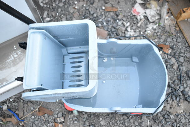 2 BRAND NEW SCRATCH AND DENT! Mop Buckets; 274MOPBCKTYE Lavex 35 Qt. Yellow Mop Bucket & Side Press Wringer Combo and 274MBCKT26GY Lavex 26 Qt. Grey Mop Bucket and Side Press Wringer Combo w/ Extra 274MOPWRINGR Lavex Yellow Replacement Mop Bucket Side Press Wringer for Lavex Mop Buckets. 2 Times Your Bid! - Image 11 of 12