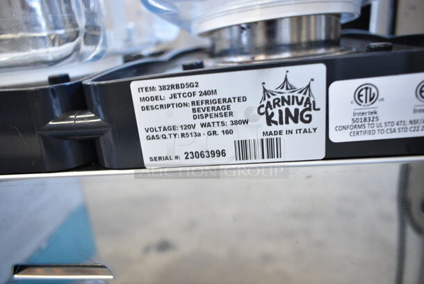 BRAND NEW SCRATCH AND DENT! 2023 Carnival King 382RBD5G2 Stainless Steel Commercial Double 5 Gallon Bowl Refrigerated Beverage Dispenser. 120 Volts, 1 Phase. Tested and Working! - Image 7 of 7