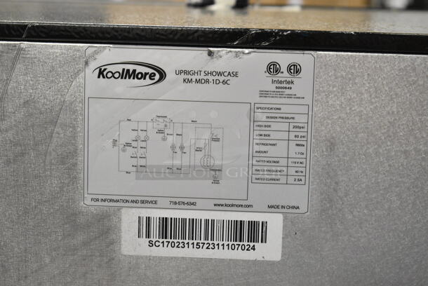 BRAND NEW SCRATCH AND DENT! KoolMore KM-MDR-1D-6C Metal Commercial Single Door Reach In Cooler Merchandiser. 115 Volt, 1 Phase. Tested and Working! - Image 5 of 5