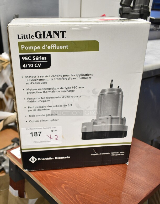 2 BRAND NEW SCRATCH AND DENT! Little Giant Pumps; 32A509807 9EC Series 509807 1 1/2" Manual Effluent Pump and 32A509413 9SC Series 509413 2" Manual Sewage Pump. 2 Times Your Bid!  - Image 3 of 6