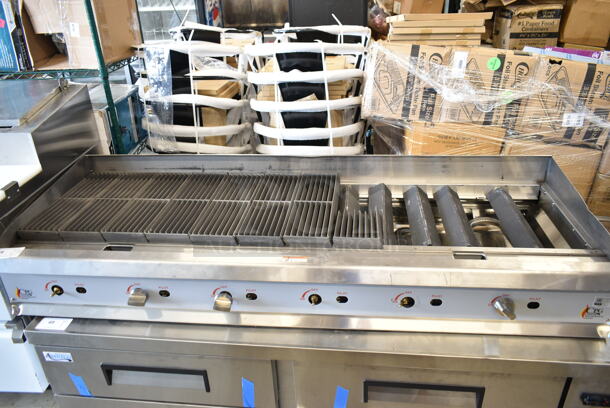 BRAND NEW SCRATCH AND DENT! 2023 Cooking Performance Group CPG 351CRCPG72NL Stainless Steel Commercial Countertop Natural Gas Powered Charbroiler Grill. Missing Grates. 240,000 BTU.  - Image 1 of 8