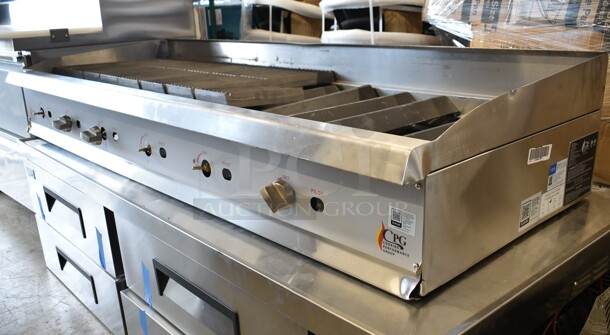 BRAND NEW SCRATCH AND DENT! 2023 Cooking Performance Group CPG 351CRCPG72NL Stainless Steel Commercial Countertop Natural Gas Powered Charbroiler Grill. Missing Grates. 240,000 BTU.  - Image 3 of 8