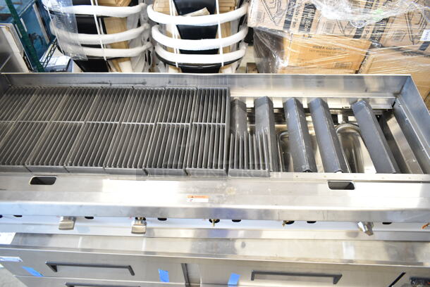 BRAND NEW SCRATCH AND DENT! 2023 Cooking Performance Group CPG 351CRCPG72NL Stainless Steel Commercial Countertop Natural Gas Powered Charbroiler Grill. Missing Grates. 240,000 BTU.  - Image 4 of 8