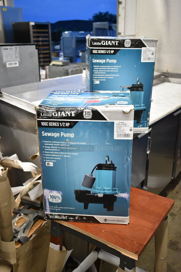 2 BRAND NEW SCRATCH AND DENT! Little Giant 10SC-CIA-RF 10SC Series 511433 2" Automatic Sewage / Effluent Pump with Piggyback Mechanical Float Switch and Little Giant 10SC Series 511431 2" Automatic Sewage / Effluent Pump with Integral Snap-Action Float Switch. 2 Times Your Bid!  - Image 2 of 8