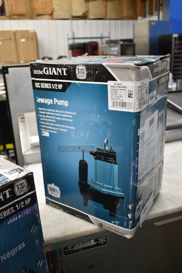 2 BRAND NEW SCRATCH AND DENT! Little Giant 10SC-CIA-RF 10SC Series 511433 2" Automatic Sewage / Effluent Pump with Piggyback Mechanical Float Switch and Little Giant 10SC Series 511431 2" Automatic Sewage / Effluent Pump with Integral Snap-Action Float Switch. 2 Times Your Bid!  - Image 6 of 8