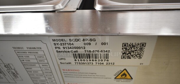BRAND NEW SCRATCH AND DENT! 2023 KoolMore SCDC-8P-SG Stainless Steel Commercial 71 In. Eight Pan Refrigerated Countertop Condiment Prep Station. Does Not Have Sneeze Guard. 115 Volts, 1 Phase. Tested and Powers On But Does Not Get Cold - Image 6 of 6