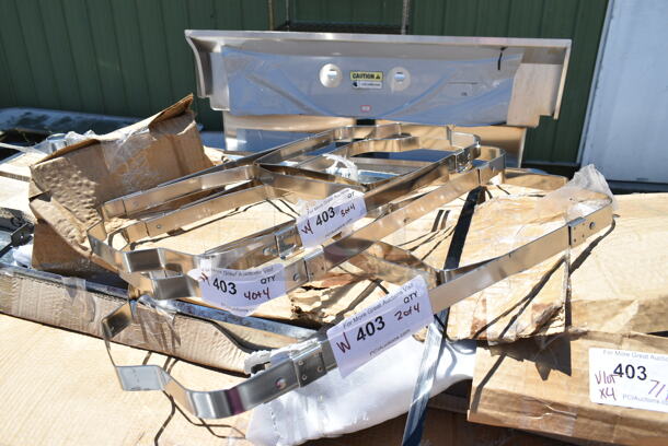 4 BRAND NEW SCRATCH AND DENT! Items; 3 Metal Folding Chafing Dish Frames and Gray Metal Pieces. 4 Times Your Bid! - Image 3 of 4