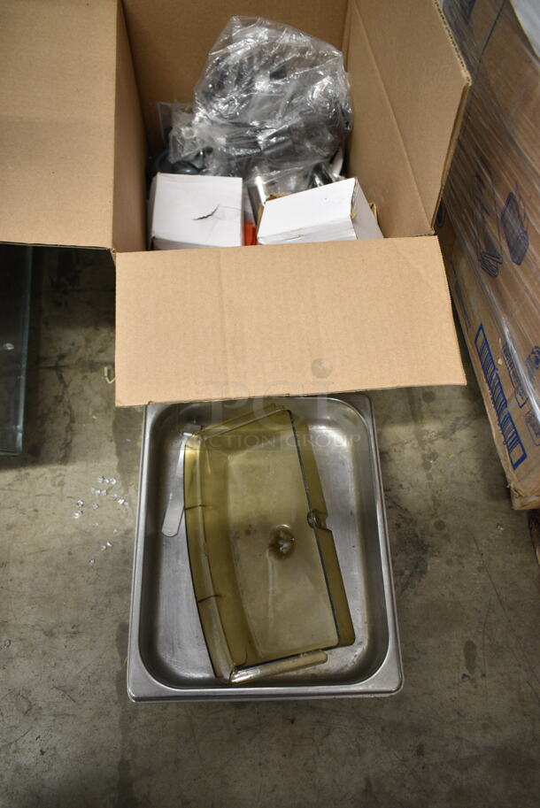 ALL ONE MONEY! Lot of Various Items Including Stainless Steel 1/2 Size Drop In Bins, Metal Legs, Caster, Pieces - Image 1 of 7