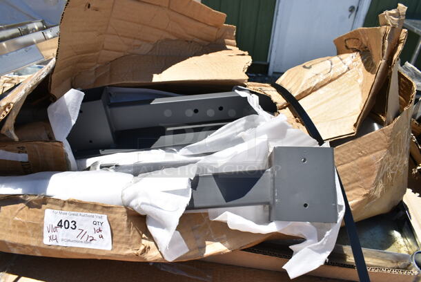 4 BRAND NEW SCRATCH AND DENT! Items; 3 Metal Folding Chafing Dish Frames and Gray Metal Pieces. 4 Times Your Bid! - Image 4 of 4