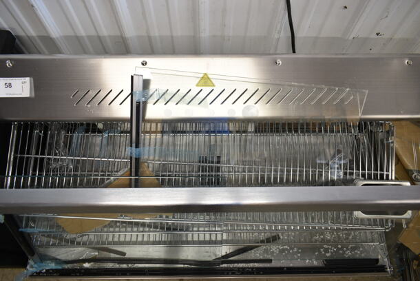 BRAND NEW SCRATCH AND DENT! ServIt 423HDM48SA Stainless Steel Commercial 48" Self / Full Service 3 Shelf Countertop Heated Display Case with Sliding Doors. See Pictures for Damage. 115 Volts, 1 Phase. Tested and Working! - Image 6 of 7