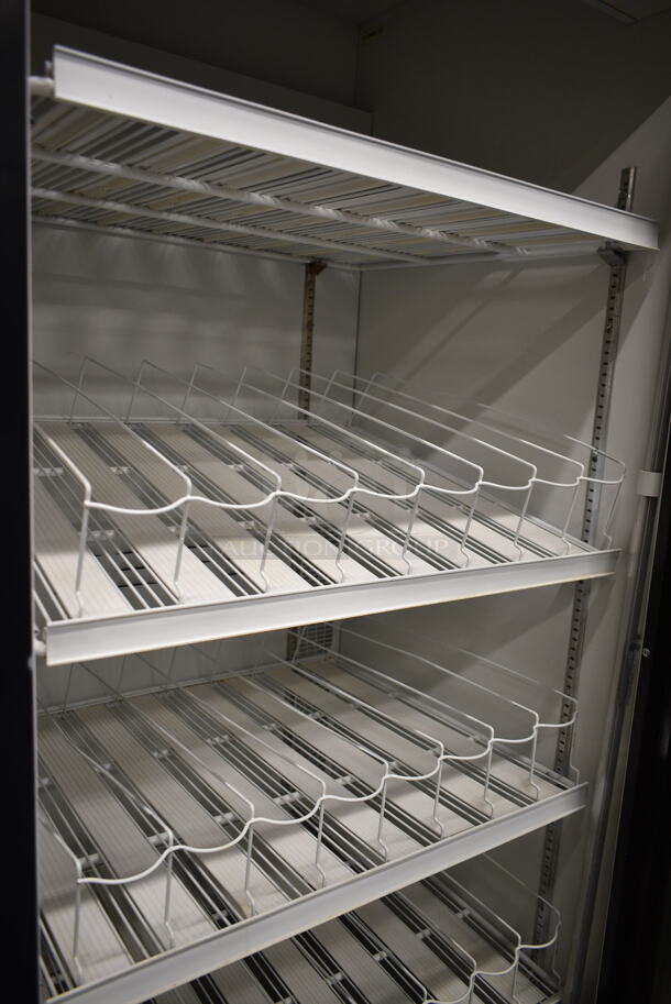 Habco ESM28 Metal Commercial Single Door Reach In Cooler Merchandiser w/ Poly Coated Racks. 115 Volts, 1 Phase. Tested and Powers On But Does Not Get Cold - Image 3 of 4