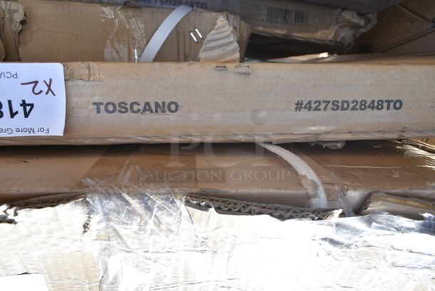 2 BRAND NEW SCRATCH AND DENT! 427SD2848TO Lancaster Table & Seating Excalibur 27 1/2" x 47 3/16" Rectangular Table Top with Textured Toscano Finish and . 2 Times Your Bid! May Be Missing Pieces. - Image 2 of 3