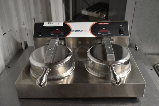 BRAND NEW SCRATCH AND DENT! 2024 Nemco 7000A-2 Stainless Steel Commercial  Dual Waffle Maker. 120 Volts, 1 Phase. Tested and Working! - Image 2 of 5