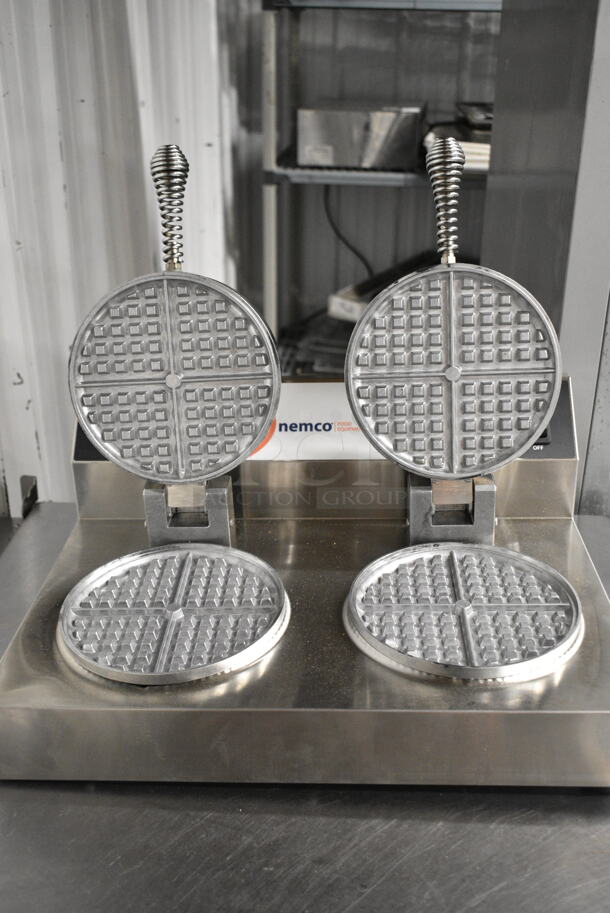BRAND NEW SCRATCH AND DENT! 2024 Nemco 7000A-2 Stainless Steel Commercial  Dual Waffle Maker. 120 Volts, 1 Phase. Tested and Working! - Image 4 of 5