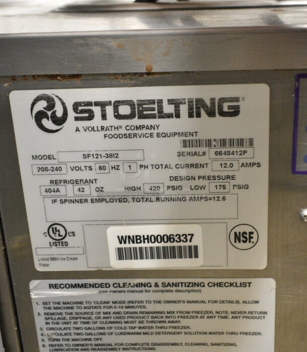 2019 Stoelting SF121-38I2 Stainless Steel Commercial Countertop 2 Flavor w/ Twist Soft Serve Ice Cream Machine. 208-240 Volts, 1 Phase. - Image 7 of 7