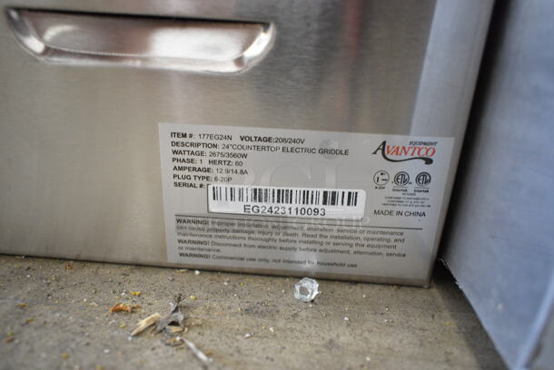 BRAND NEW SCRATCH AND DENT! Avantco 177EG24N Stainless Steel Commercial Countertop 24" Electric Countertop Griddle. 208/240 Volts.  - Image 5 of 5