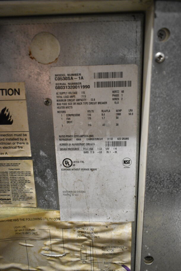 Scotsman C0530SA-1A Prodigy Stainless Steel Commercial Ice Head. 115 Volts, 1 Phase.  - Image 3 of 3