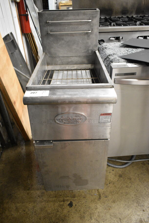 Avantco FF300-N Stainless Steel Commercial Floor Style Natural Gas Powered Deep Fat Fryer. 90,000 BTU.  - Image 1 of 5