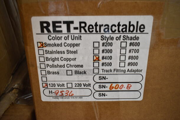 3 BRAND NEW SCRATCH AND DENT! Hanson Retractable Cord Ceiling Mount Heat Lamp; 800 Brass Finish, 400 Smoked Copper Finish, 800 Black Finish. 3 Times Your Bid! - Image 4 of 5
