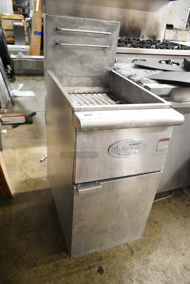 Avantco FF300-N Stainless Steel Commercial Floor Style Natural Gas Powered Deep Fat Fryer. 90,000 BTU.  - Image 2 of 5