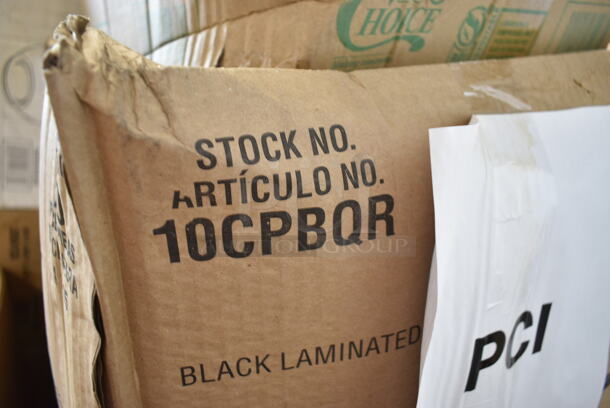 PALLET LOT of 27 BRAND NEW Boxes Including Boba Straws w Angled Tops, 2 Box of 475WHDOLLY Lavex Black Slim Trash Can Dolly, Solo 626NSL Prima PET Plastic Cold Cup Strawless Lid - 1000/Case, 2 Box 128HD8COMBO ChoiceHD 8 oz. Microwavable Translucent Plastic Deli Container and Lid Combo Pack - 240/Case, 127RD16BULK Choice 16 oz. Customizable Microwavable Translucent Round Deli Container - 500/Case, 130WFORK Choice Medium Weight White Plastic Fork - 1000/Case, 128HD16COMBO ChoiceHD 16 oz. Microwavable Translucent Plastic Deli Container and Lid Combo Pack - 240/Case, 347SLWG12 Visions 12 oz. Heavy Weight Clear Plastic Stemless Wine Glass - 64/Case, 394345L Noble NexGen Powder-Free Disposable Black Hybrid 3 Mil Thick Gloves - Large - 1000/Case, 60HT1 White Foam Hinged Lid Container, Dart 10CPBQR Quiet Classic 10 1/4" 3 Compartment Black Laminated Round Foam Plate - 500/Case, 500CC32P Choice Clear PET Plastic Cold Cup - 32 oz. - 500/Case, XY-FMS2 Blister Packaging,  612POB225LBC Choice 2.25 lb. Oblong Foil Take-Out Container with Dome Lid - 250/Case. 27 Times Your Bid! - Image 9 of 12